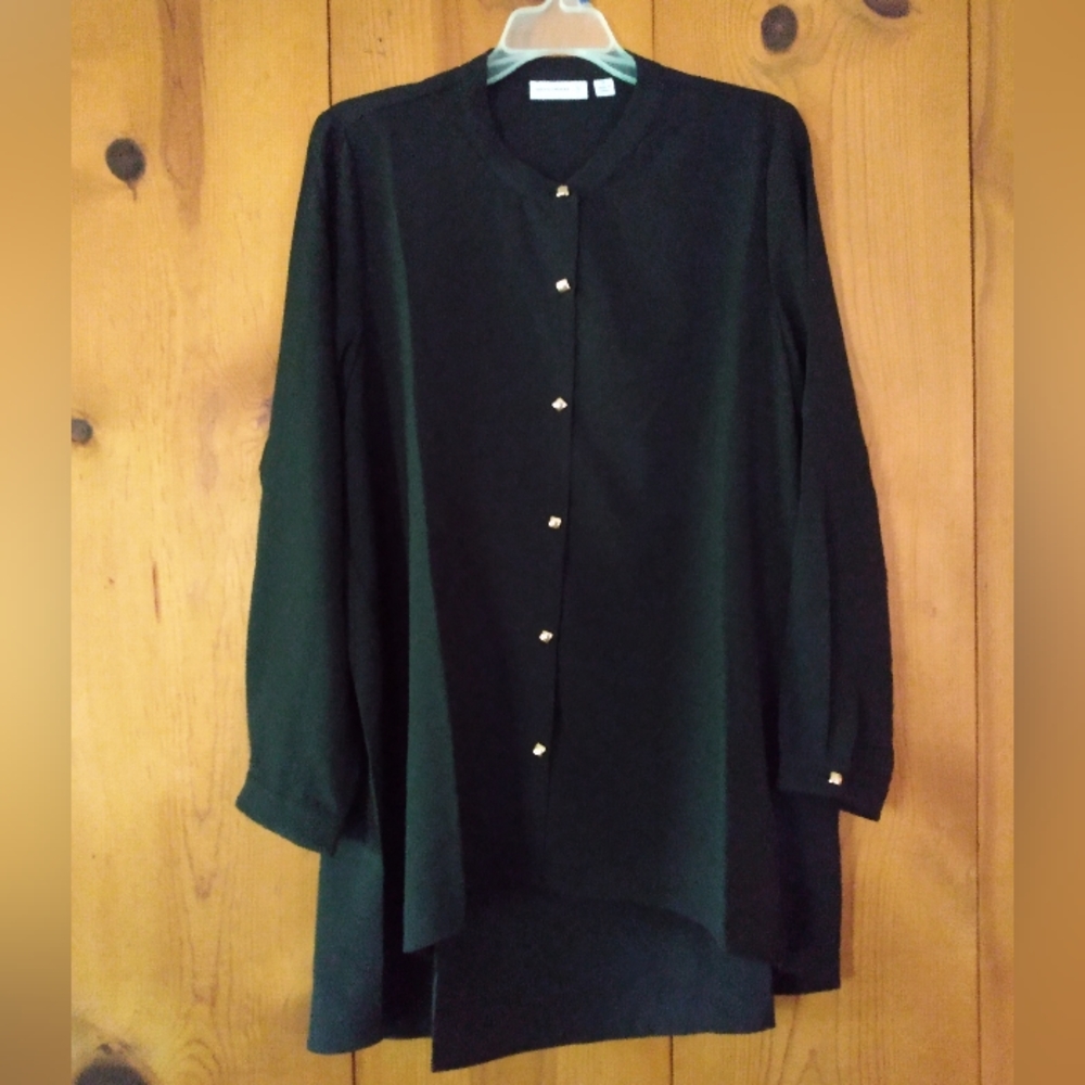 NWOT S.Graver Mandarin Collar Hi Low Shirt